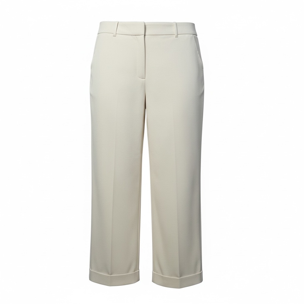 Lane Bryant Cream Cropped Wide-Leg Pants